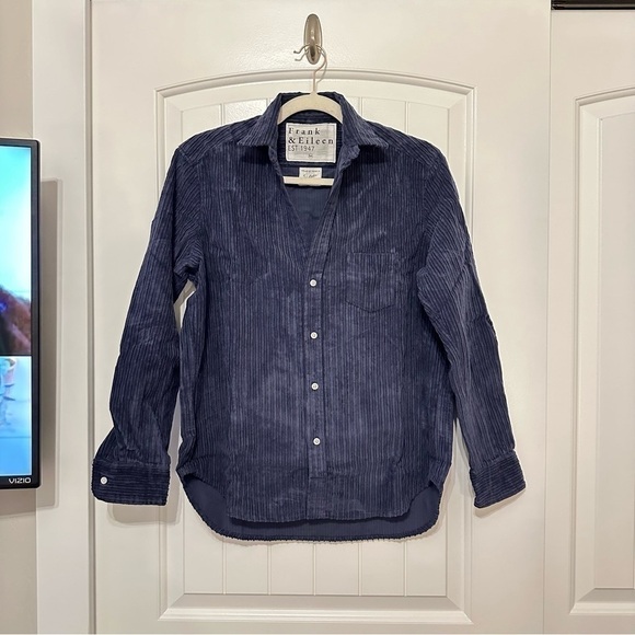 NWT Frank & Eileen Eileen Relaxed Fit Corduroy Button-Up Shirt in lagoon blue - Picture 3 of 10